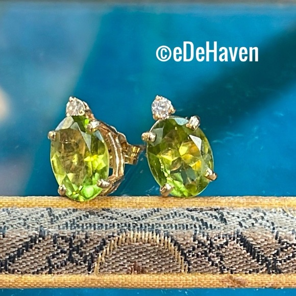 14k Peridot and Diamond Accent Post earrings